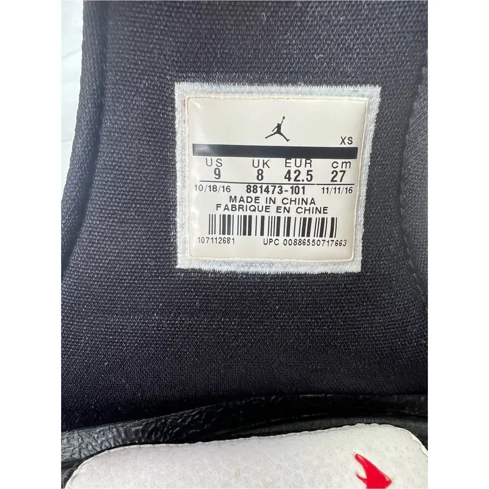 Air Jordan Hydro 6 Slides Jumpman White Red Black Mens 9 881473-101 Adjustable